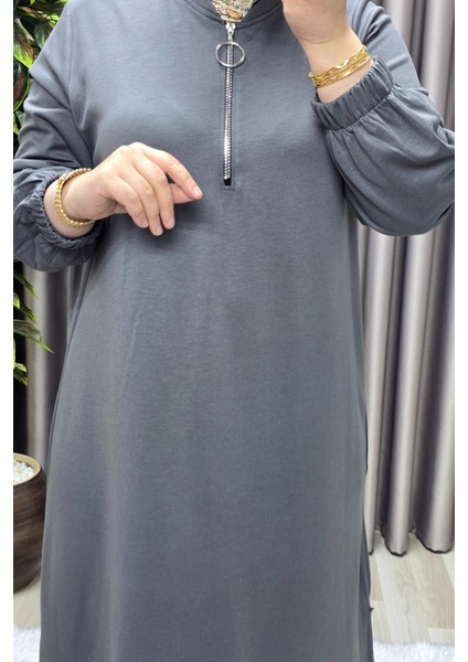 Kadın Tesettür Giyim Büyük Beden Fermuarlı Jumbo Uzun Tunik indirimleri