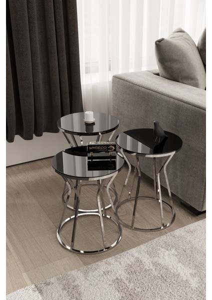 Kum Saati Zigon Sehpa Gümüş Kaplama Siyah Ayna fiyatları