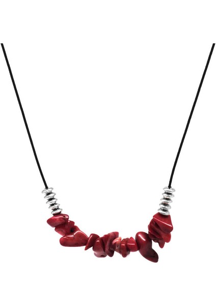 Zarif Ip Zincirli Doğal Form Mercan Doğaltaş Kadın Kolye