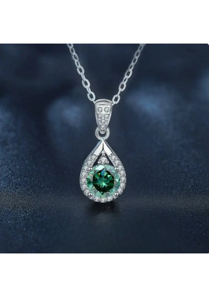 Mystic Glow Damla Zümrüt Yeşili 925 Ayar Gümüş Zincir Kadın Kolye fırsatları
