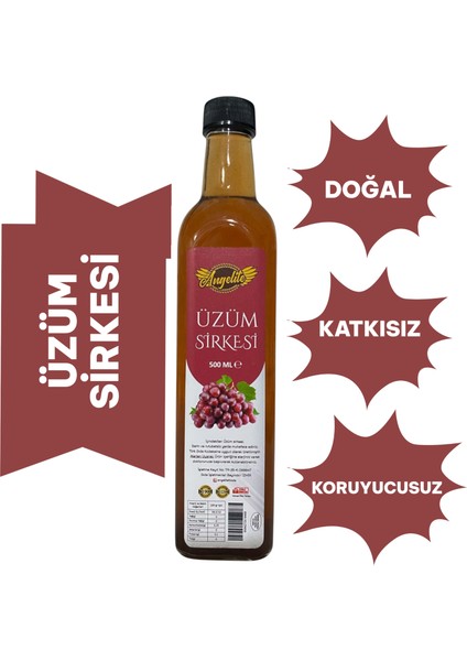 Üzüm Sirkesi 500 ml – Katkısız & Doğal Fermente – Geleneksel Yöntem