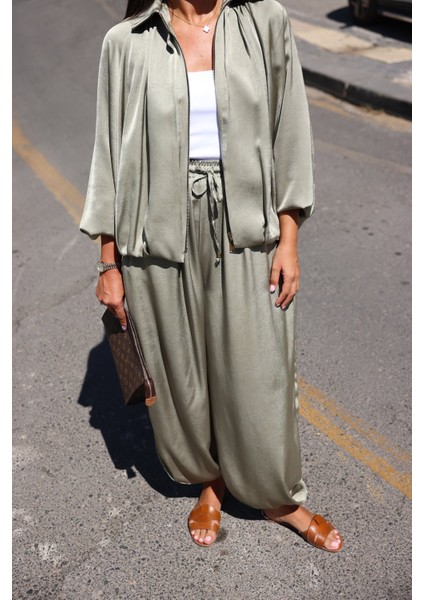 Kendinden Desenli Saten Şalvar Pantolon fiyatları