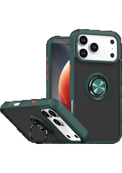 Apple iPhone 17 Pro Montreal Yüzüklü Silikon Kapak - YEŞIL-(5796) - MCT9332-7859