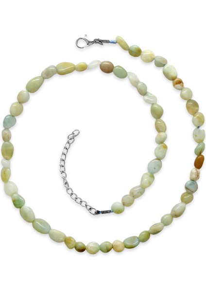 Gümüş Renk Metal Zincirli Amorf Amazonit Doğaltaş Erkek Kolye fiyatları