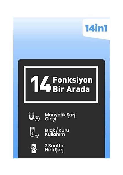 Goldmaster Focus Islak Kuru Saç Sakal Vücut Tıraş Makinesi Manyetik Şarj Girişli 14 In1 Erkek Bakım Seti modelleri