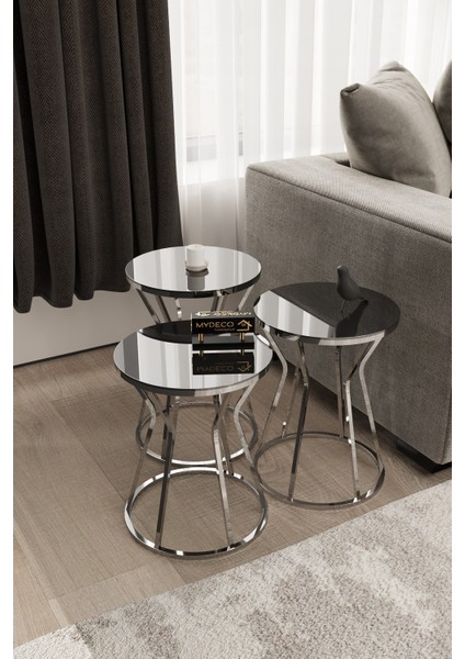 Kum Saati Zigon Sehpa Gümüş Kaplama Füme Ayna fiyatları