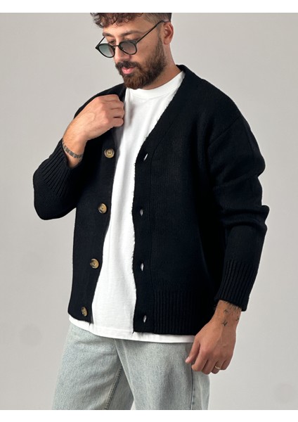 Siyah Erkek Triko Hırka COC1045