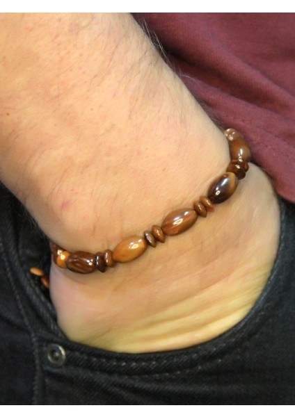 Doğal Kuka Ağacı Erkek Asansörlü Ayarlanabilir Bileklik EUB112