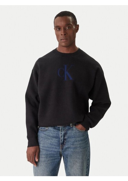 Ck LV04RD305G Ls Cttn Cashmere 3D Logo Erkek Sweaters