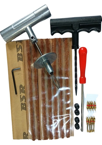 Dubleks Lastik Tamir Seti: 15 Ad 20CM Fitil, Metal Fitil Atma, Plastik Kanal Açıcı, Iğne Sökücü, Iğne, Kapak modelleri