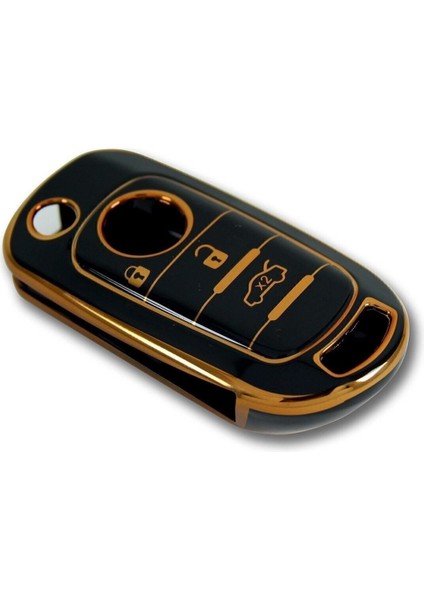 Lüx Fiat Egea Sustalı 3 Buton Nano Anahtar Kılıfı Siyah Gold 1.ci Kalite fırsatları