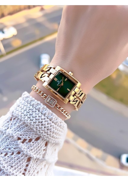 Zincirli Kordon 3 Atm Suya Dayanıklı 2 Yıl Garantili Kadın Kol Saati+Bileklik S10052.4 fiyatları