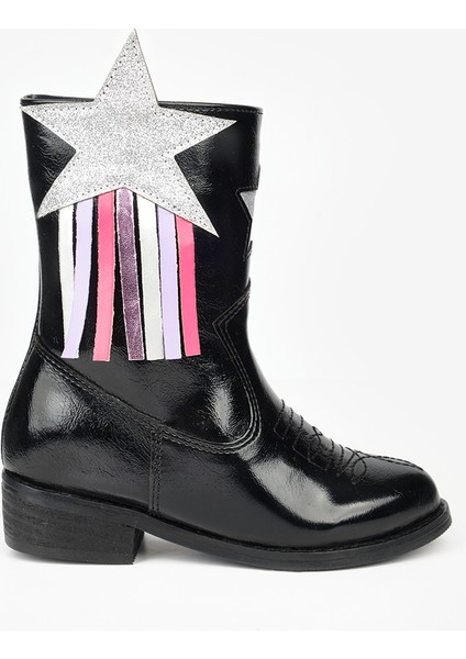 Siyah Yıldız ve Püskül Detaylı Kız Çocuk Kovboy Bot fiyatları