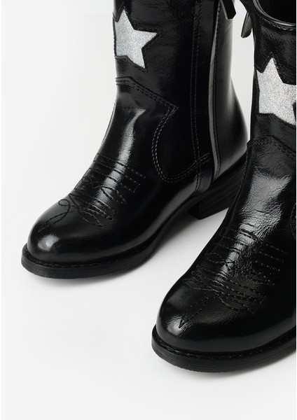 Siyah Yıldız ve Püskül Detaylı Kız Çocuk Kovboy Bot modelleri