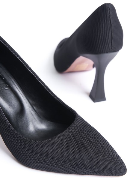 Siyah Çizgili Kadın Topuklu Ayakkabı modelleri