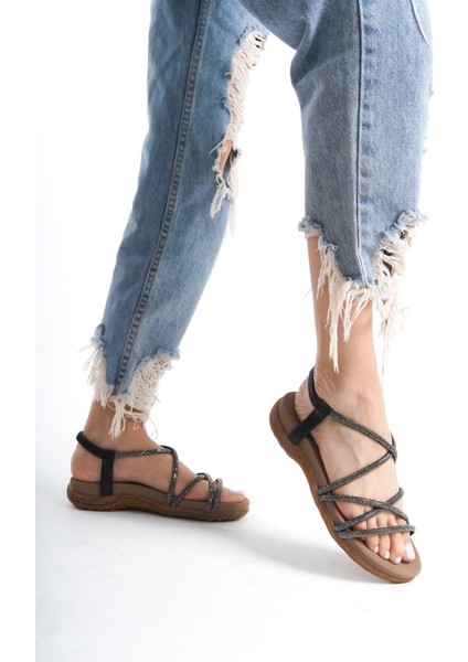 Kadın Kristal Taş Ipli Sandalet Siyah modelleri