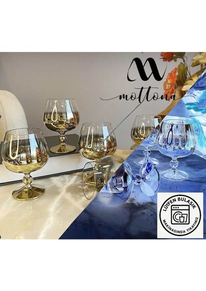 Bohemia Kristal 6' Lı Kahve Yanı Bardağı Gold 250 cc