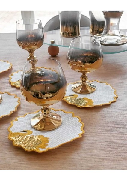 Bohemia Kristal 6' Lı Kahve Yanı Bardağı Gold 250 cc indirimleri