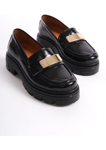 Romola Hakiki Deri Rugan Kadın Loafer Ortopedik Kaliteli