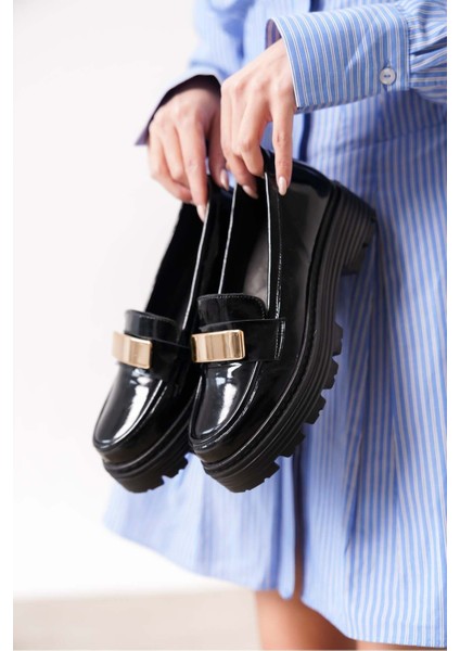 Romola Hakiki Deri Rugan Kadın Loafer Ortopedik Kaliteli fırsatları