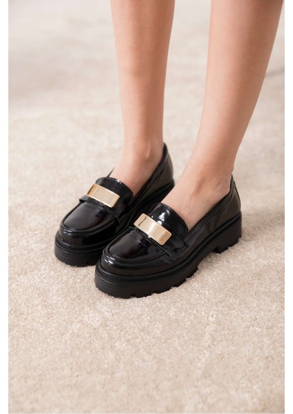 Romola Hakiki Deri Rugan Kadın Loafer Ortopedik Kaliteli