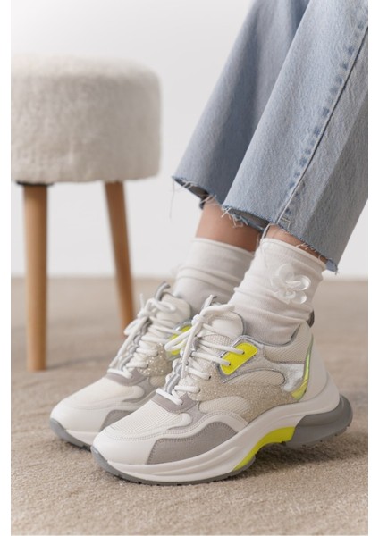 Mato Bej Simli Bağcıklı Günlük Kadın Sneaker fiyatları