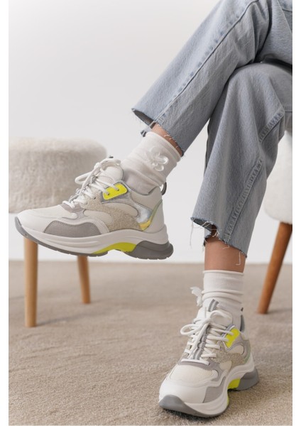 Mato Bej Simli Bağcıklı Günlük Kadın Sneaker modelleri