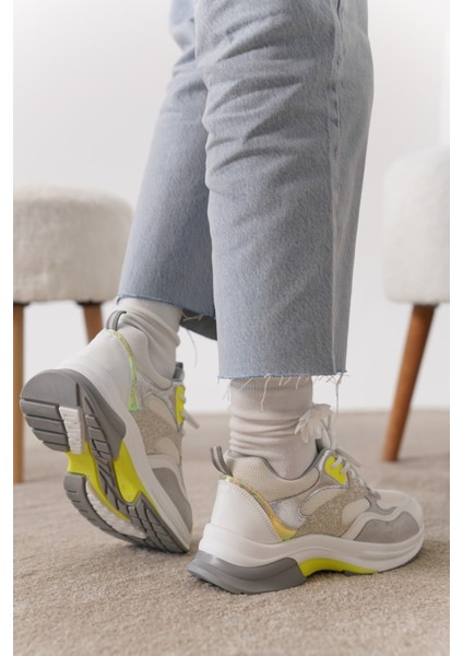 Mato Bej Simli Bağcıklı Günlük Kadın Sneaker indirimleri