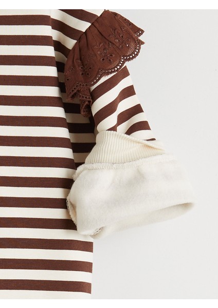 Yeni Sezon Bisiklet Yaka Çizgili Kız Çocuk Kalın Sweatshirt fırsatları