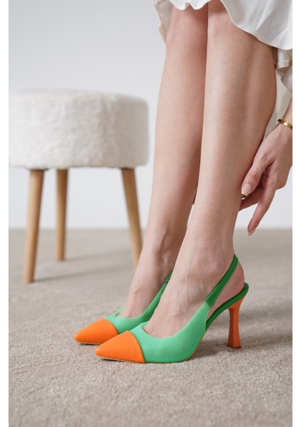 Vanessa Kadın Ten Şeffaf Detaylı Alçak Topuklu Ayakkabı Stiletto