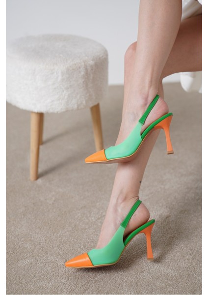 Vanessa Kadın Ten Şeffaf Detaylı Alçak Topuklu Ayakkabı Stiletto