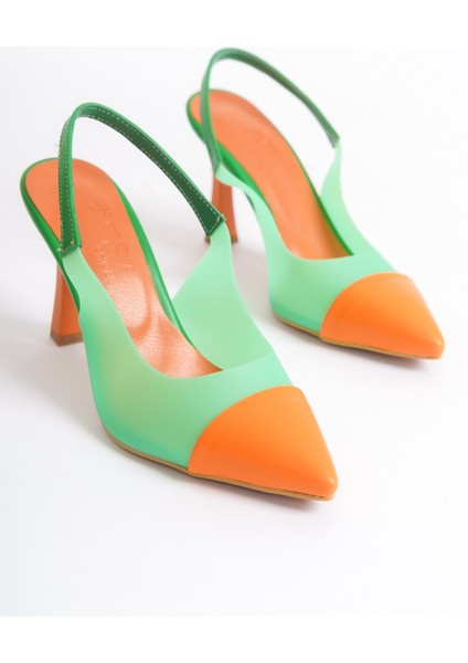 Vanessa Kadın Ten Şeffaf Detaylı Alçak Topuklu Ayakkabı Stiletto