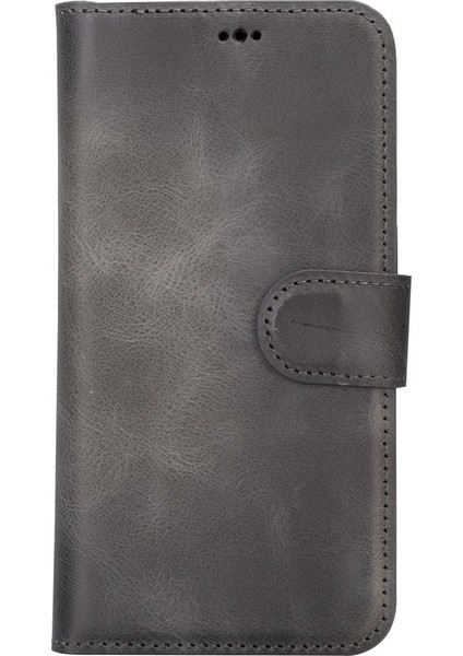 Apple iPhone 15 Pro Uyumlu Deri Cüzdanlı Kılıf Mwwn VS4EF Gri fırsatları