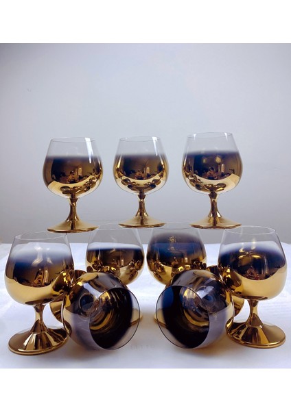 Kristal 6' Lı Kahve Yanı Bardağı Gold 250 cc