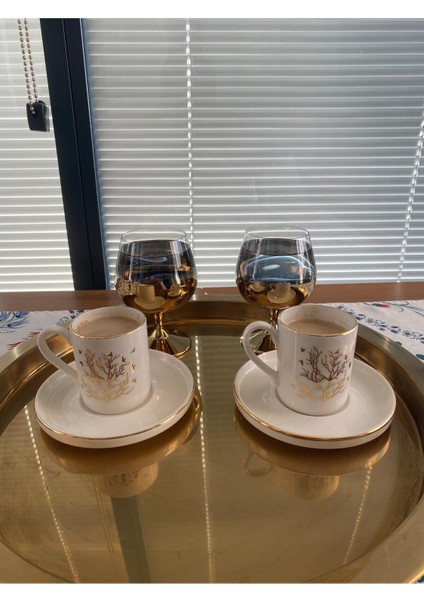 Kristal 6' Lı Kahve Yanı Bardağı Gold 250 cc fiyatları