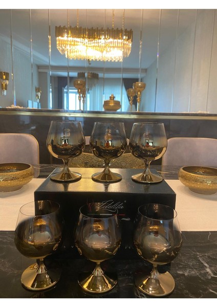 Kristal 6' Lı Kahve Yanı Bardağı Gold 250 cc indirimleri