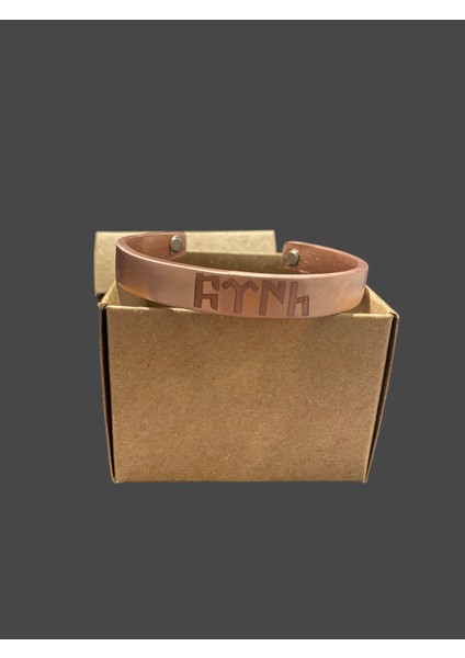 Çift Mıknatıslı Bakır Bileklik ( 3 Hilal ve 𐱅𐰇𐰼𐰜 )