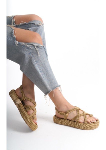 Halat Ipli Yüksek Taban Hasır Sandalet fiyatları