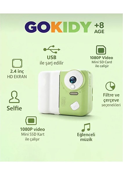 Anında Baskı Yapabilen Dijital Çocuk Kamerası 1020P Hd Selfiei Müzik ve Oyun Özellikli Kamera fiyatları