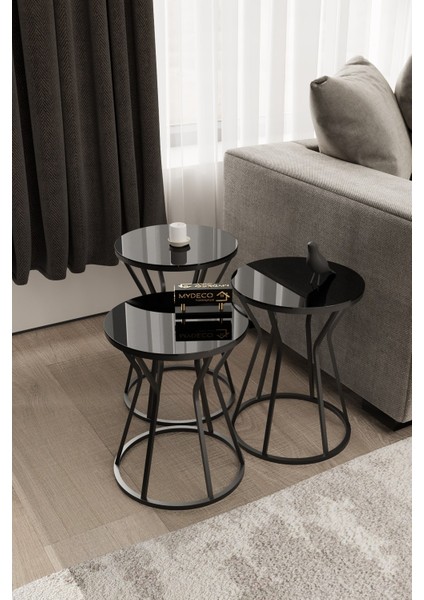 Kum Saati Zigon Sehpa Siyah Ayak Siyah Ayna fiyatları