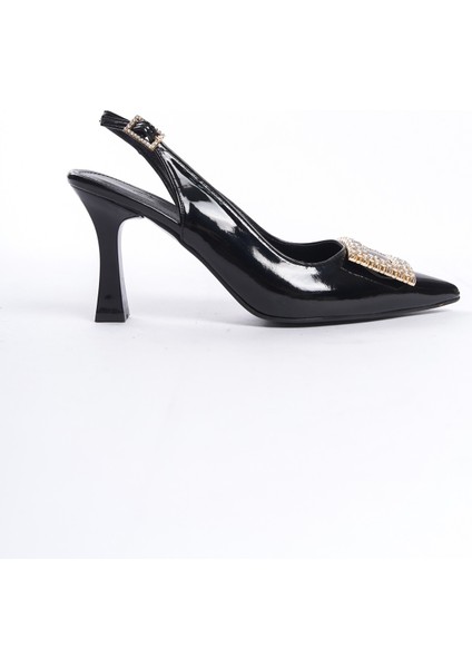 Siyah Rugan Taşlı Toka Detaylı Yüksek Topuklu Kadın Ayakkabı & Abiye Ayakkabı fırsatları