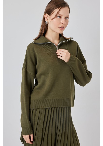 Kadın Kazak Etek Ikili Takım 15938 - Haki modelleri