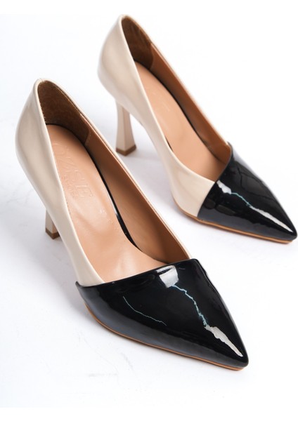 Bej E Siyah Rugan Stiletto