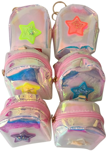 Çanta Şeklinde Hologram Anahtarlık ve Bozuk Para Cüzdanı 1 Adet - Yıldız Figürlü fırsatları