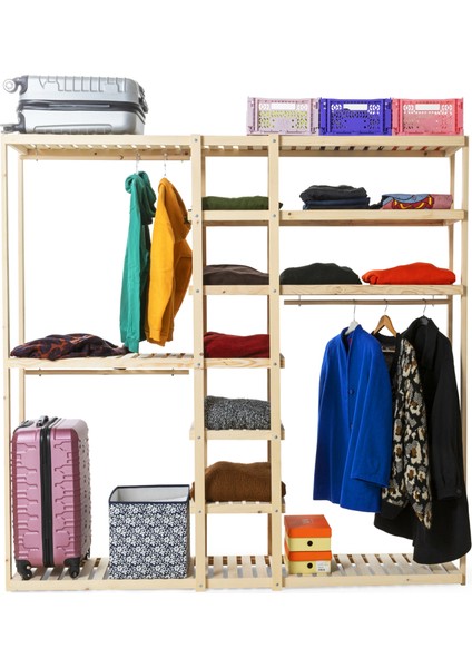 Doğal Ahşap Elbise Dolabı