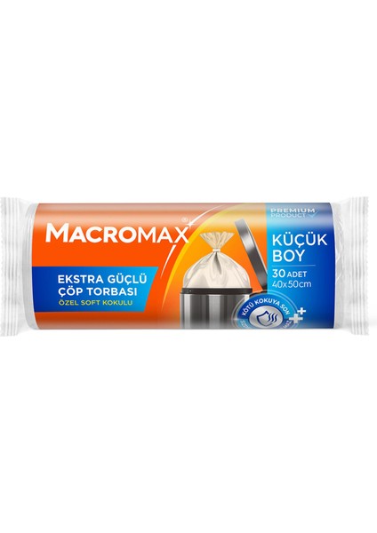 Macromax Extra Güçlü Çöp Torbası Küçük Boy 30'lu 4 Adet