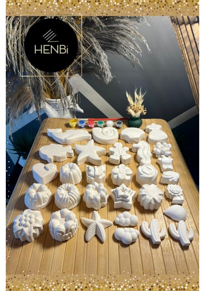 30 Adet (3d) Xl,l, Mini Taş Boyama Seti Deniz Hayvanları Çiçekler Anne ve Çocuk Etkinliği Taş Boyama