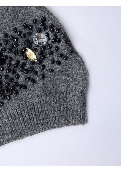 Grı Taş Işlemeli Bere fiyatları