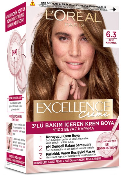 Excellence Creme 6.3 Açık Karamel Saç Boyası 3 Adet
