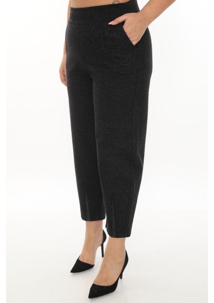 Büyük Beden Lastikli Yüksek Bel Taşlı Mom Likralı Taş Deri Detaylı Kışlık Kaşe Kadın Pantolon fiyatları